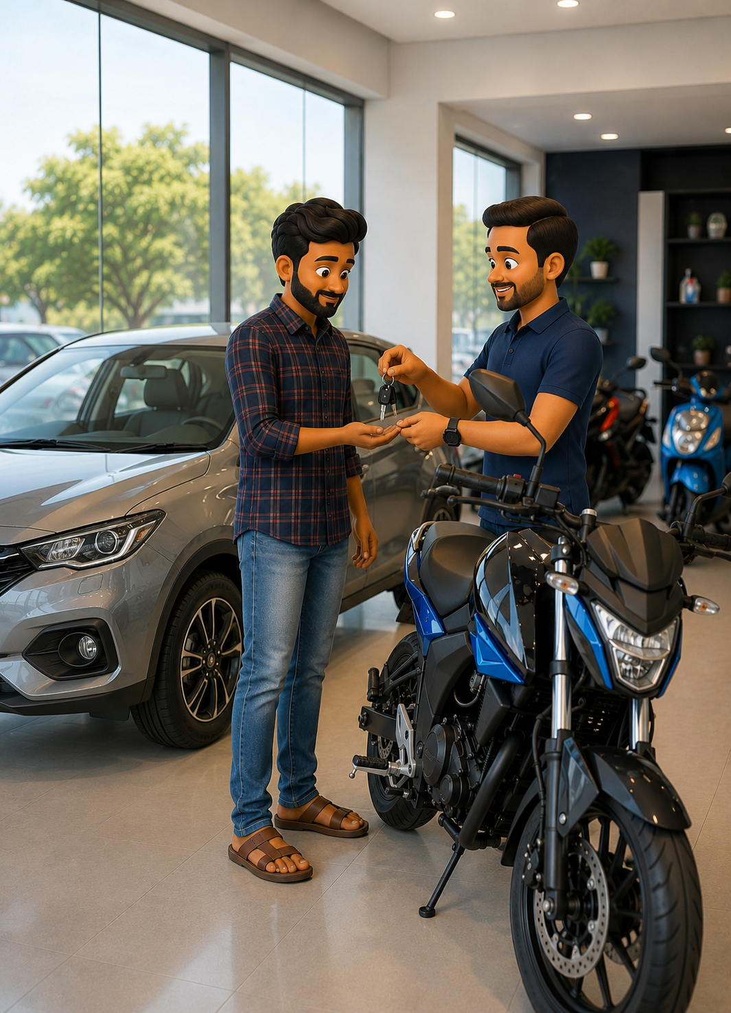 Customer collecting the keys to a newly financed vehicle